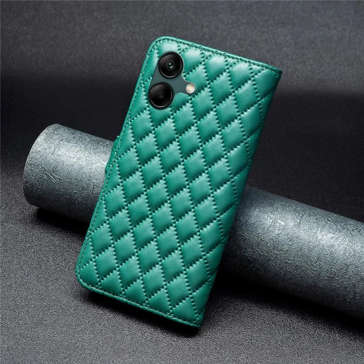 BINFEN COLOR BF Style-14 For Samsung Galaxy A06 Case PU Leather Rhombus Phone Cover