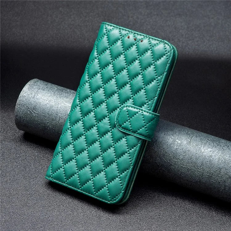 BINFEN COLOR BF Style-14 For Samsung Galaxy A06 Case PU Leather Rhombus Phone Cover