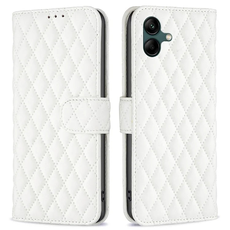 BINFEN COLOR BF Style-14 For Samsung Galaxy A06 Case PU Leather Rhombus Phone Cover