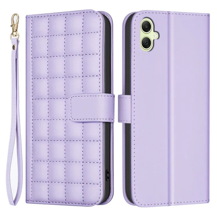 BINFEN COLOR BF34 for Samsung Galaxy A06 Case Wallet PU Leather Cover Square Grid Pattern