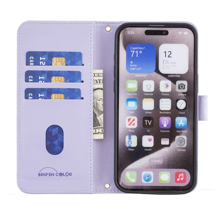 BINFEN COLOR BF34 for Samsung Galaxy A06 Case Wallet PU Leather Cover Square Grid Pattern