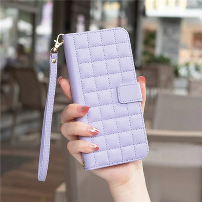 BINFEN COLOR BF34 for Samsung Galaxy A06 Case Wallet PU Leather Cover Square Grid Pattern