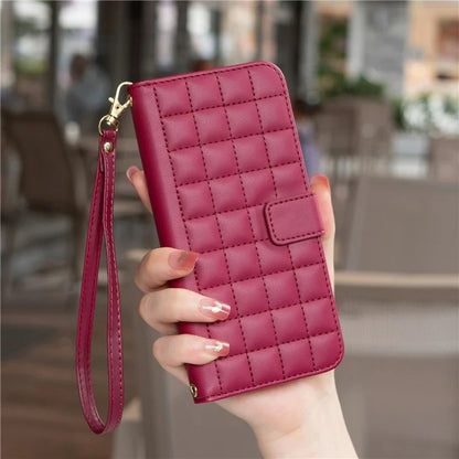 BINFEN COLOR BF34 for Samsung Galaxy A06 Case Wallet PU Leather Cover Square Grid Pattern