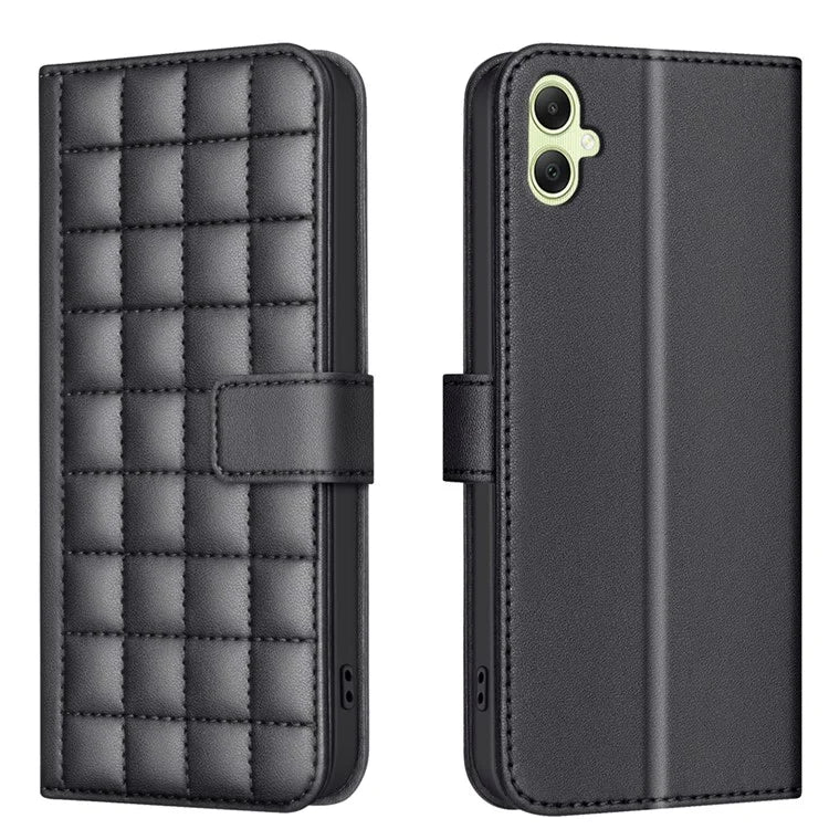 BINFEN COLOR BF34 for Samsung Galaxy A06 Case Wallet PU Leather Cover Square Grid Pattern