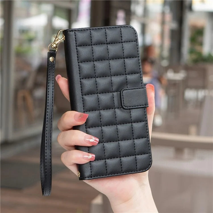 BINFEN COLOR BF34 for Samsung Galaxy A06 Case Wallet PU Leather Cover Square Grid Pattern