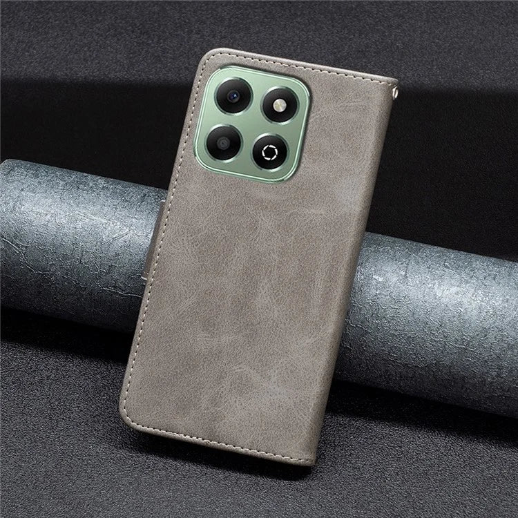For Honor X6b 4G Case Solid Color PU Leather Wallet Stand Phone Cover