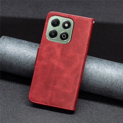 For Honor X6b 4G Case Solid Color PU Leather Wallet Stand Phone Cover
