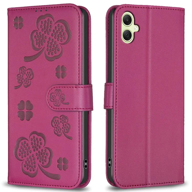 For Samsung Galaxy A06 Case PU Leather Wallet Stand Phone Cover Clover Pattern