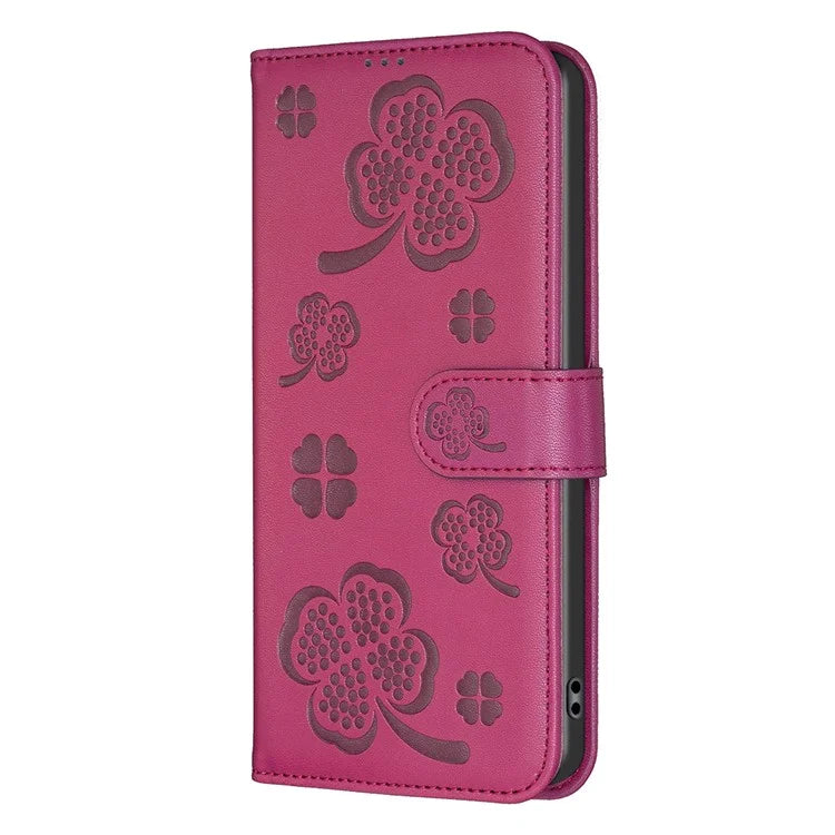 For Samsung Galaxy A06 Case PU Leather Wallet Stand Phone Cover Clover Pattern