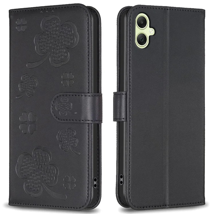 For Samsung Galaxy A06 Case PU Leather Wallet Stand Phone Cover Clover Pattern
