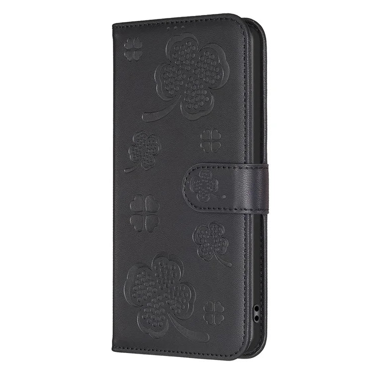 For Samsung Galaxy A06 Case PU Leather Wallet Stand Phone Cover Clover Pattern