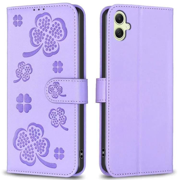 For Samsung Galaxy A06 Case PU Leather Wallet Stand Phone Cover Clover Pattern