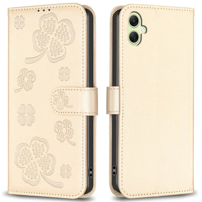 For Samsung Galaxy A06 Case PU Leather Wallet Stand Phone Cover Clover Pattern