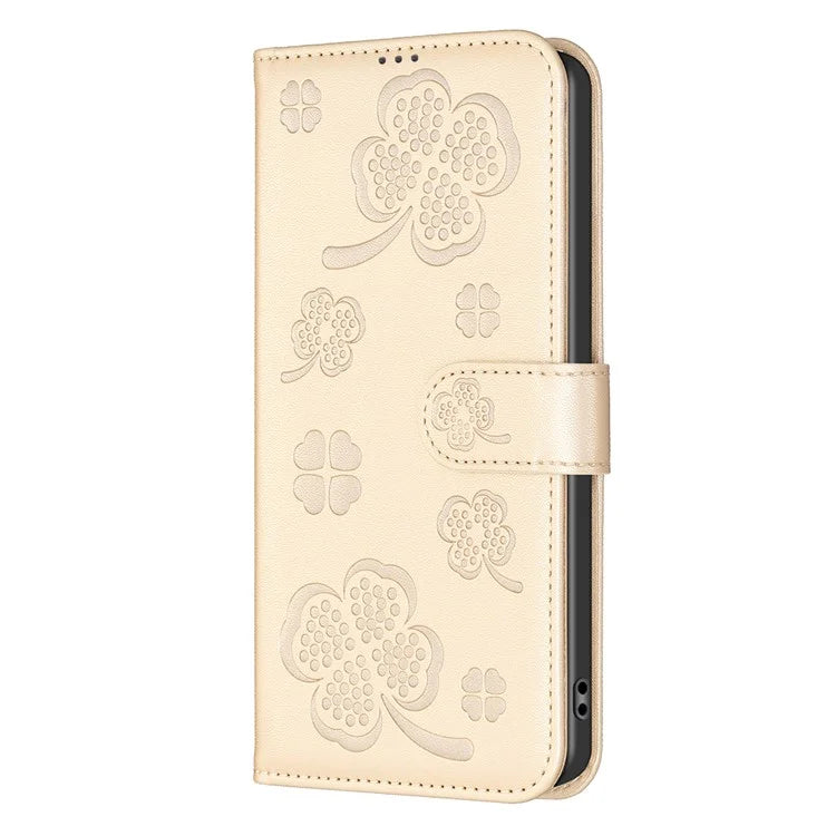 For Samsung Galaxy A06 Case PU Leather Wallet Stand Phone Cover Clover Pattern