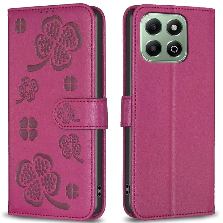 For Honor X6b 4G Wallet Case Clover Pattern PU Leather Flip Phone Cover