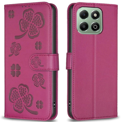 For Honor X6b 4G Wallet Case Clover Pattern PU Leather Flip Phone Cover