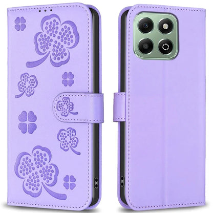 For Honor X6b 4G Wallet Case Clover Pattern PU Leather Flip Phone Cover