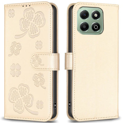 For Honor X6b 4G Wallet Case Clover Pattern PU Leather Flip Phone Cover