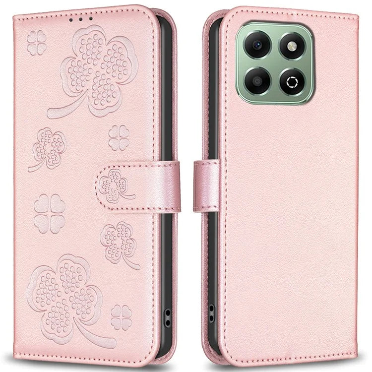For Honor X6b 4G Wallet Case Clover Pattern PU Leather Flip Phone Cover