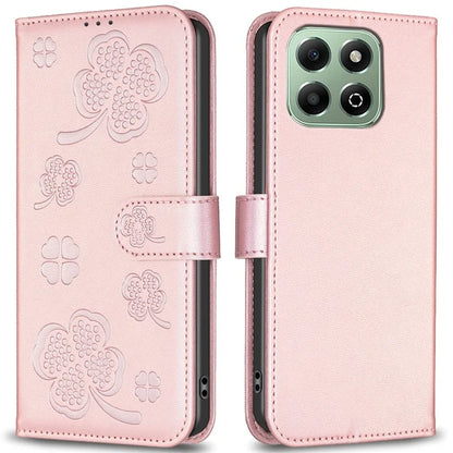 For Honor X6b 4G Wallet Case Clover Pattern PU Leather Flip Phone Cover