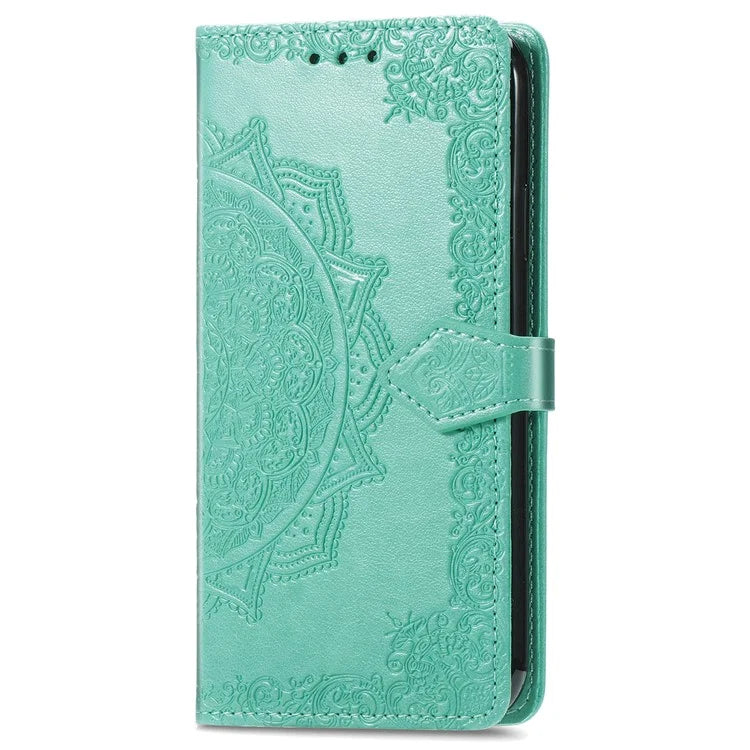 For iPhone 16 Case Embossed Mandala Pattern Leather Phone Cover Wallet Card Slot Holder