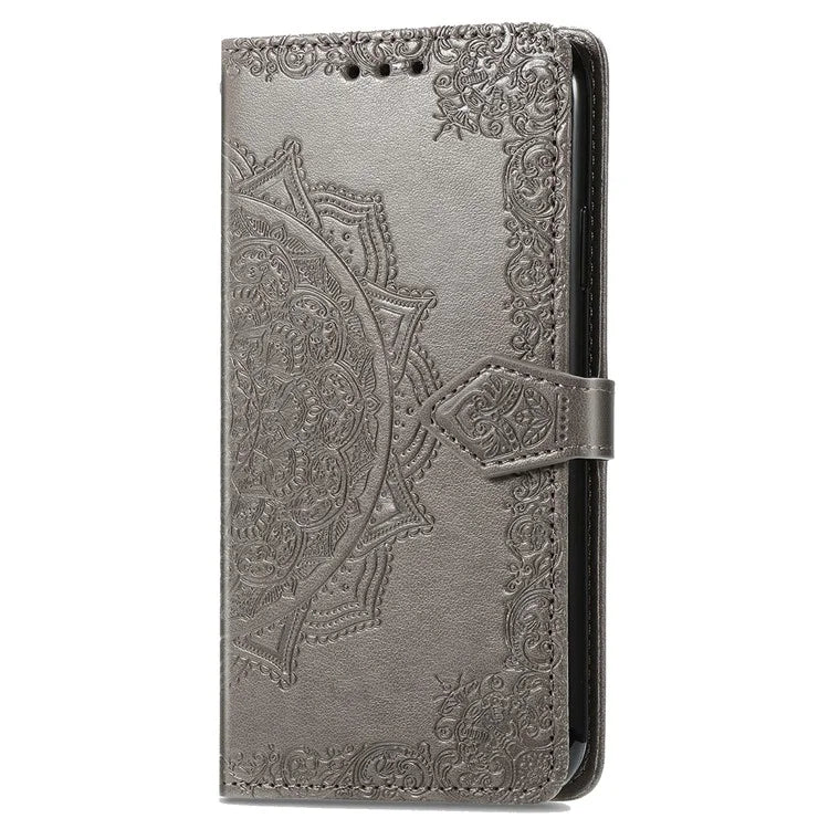 For iPhone 16 Case Embossed Mandala Pattern Leather Phone Cover Wallet Card Slot Holder