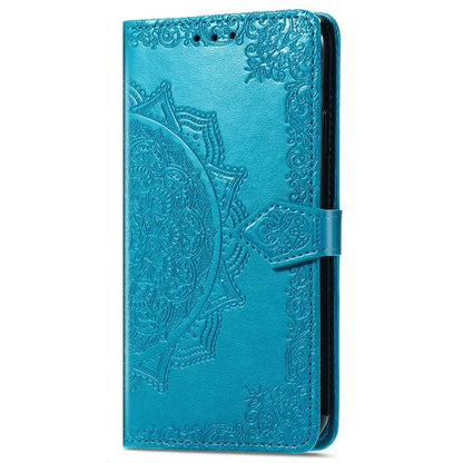 For iPhone 16 Case Embossed Mandala Pattern Leather Phone Cover Wallet Card Slot Holder