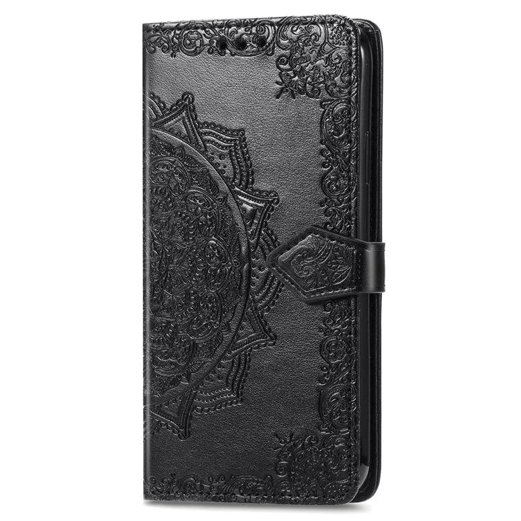 For iPhone 16 Case Embossed Mandala Pattern Leather Phone Cover Wallet Card Slot Holder
