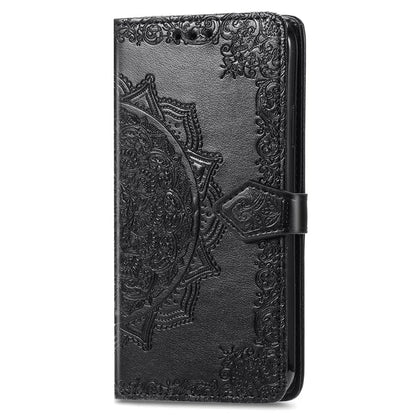 For iPhone 16 Case Embossed Mandala Pattern Leather Phone Cover Wallet Card Slot Holder