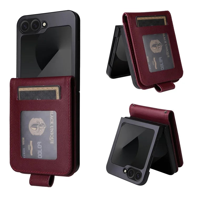 For Samsung Galaxy Z Flip6 5G Case PU Leather Card Holder Folding Phone Cover