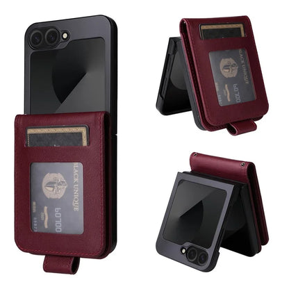 For Samsung Galaxy Z Flip6 5G Case PU Leather Card Holder Folding Phone Cover