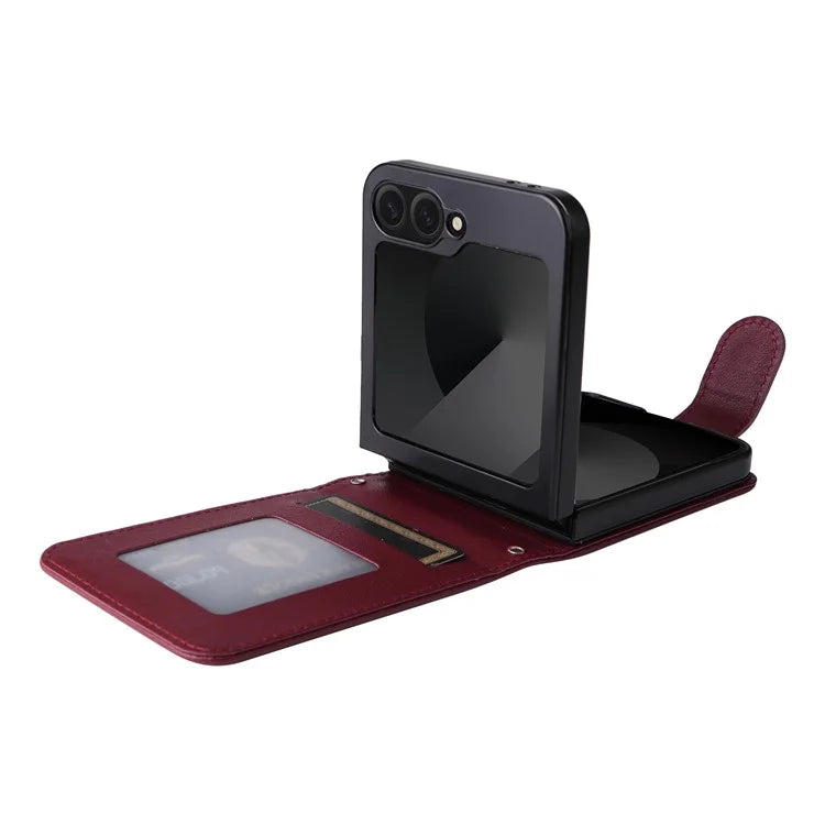 For Samsung Galaxy Z Flip6 5G Case PU Leather Card Holder Folding Phone Cover