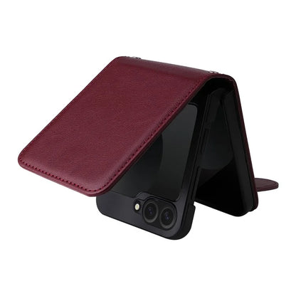 For Samsung Galaxy Z Flip6 5G Case PU Leather Card Holder Folding Phone Cover