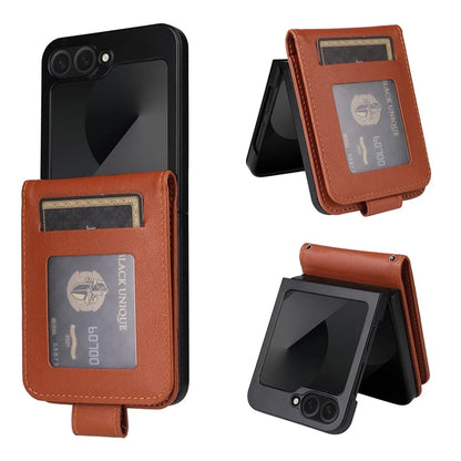 For Samsung Galaxy Z Flip6 5G Case PU Leather Card Holder Folding Phone Cover