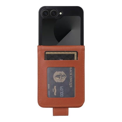 For Samsung Galaxy Z Flip6 5G Case PU Leather Card Holder Folding Phone Cover
