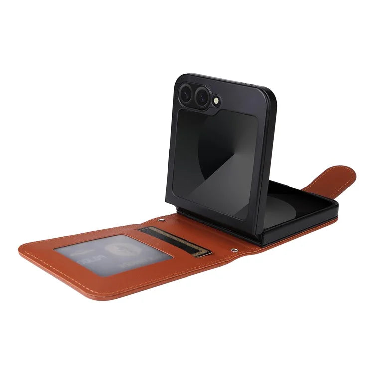 For Samsung Galaxy Z Flip6 5G Case PU Leather Card Holder Folding Phone Cover