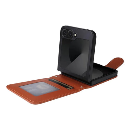 For Samsung Galaxy Z Flip6 5G Case PU Leather Card Holder Folding Phone Cover