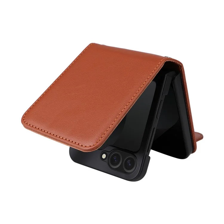 For Samsung Galaxy Z Flip6 5G Case PU Leather Card Holder Folding Phone Cover