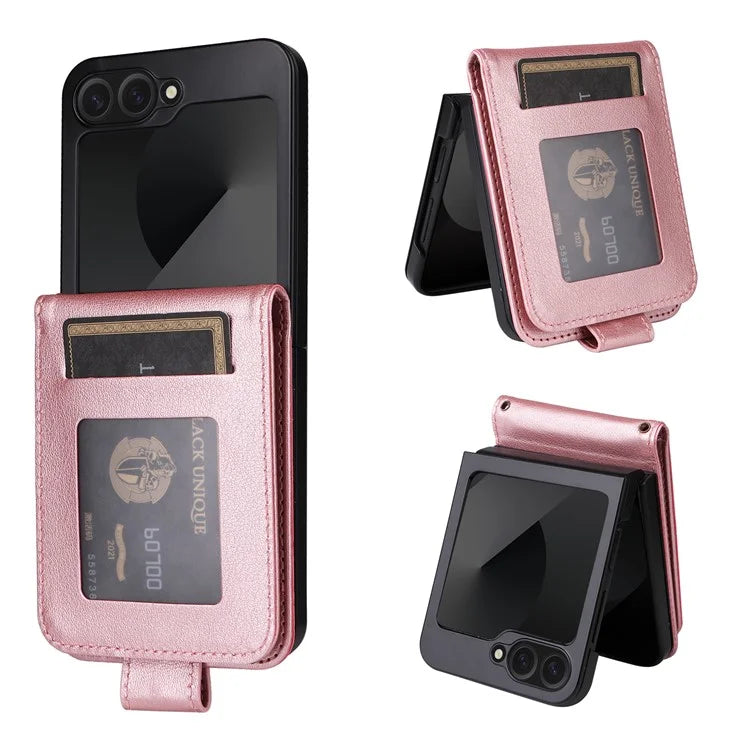 For Samsung Galaxy Z Flip6 5G Case PU Leather Card Holder Folding Phone Cover
