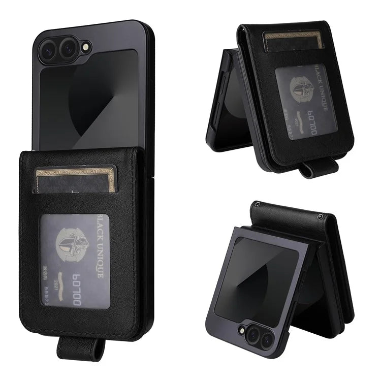For Samsung Galaxy Z Flip6 5G Case PU Leather Card Holder Folding Phone Cover