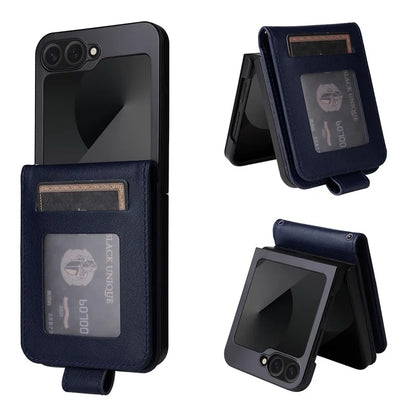 For Samsung Galaxy Z Flip6 5G Case PU Leather Card Holder Folding Phone Cover