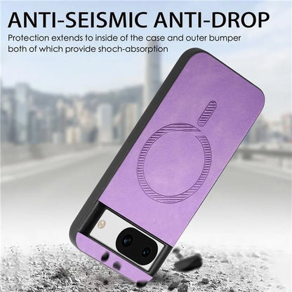For Google Pixel 8a Leather Back Case Compatible with MagSafe Skin-Touch Phone Cover