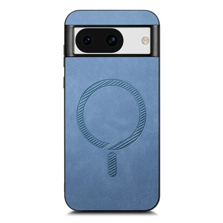 For Google Pixel 8a Leather Back Case Compatible with MagSafe Skin-Touch Phone Cover