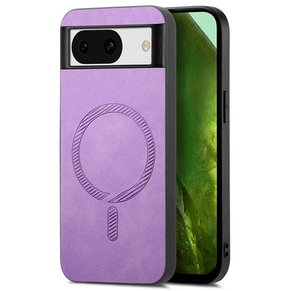 For Google Pixel 8a Leather Back Case Compatible with MagSafe Skin-Touch Phone Cover
