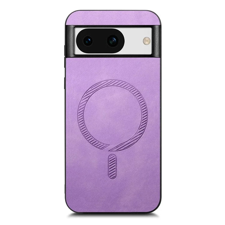For Google Pixel 8a Leather Back Case Compatible with MagSafe Skin-Touch Phone Cover