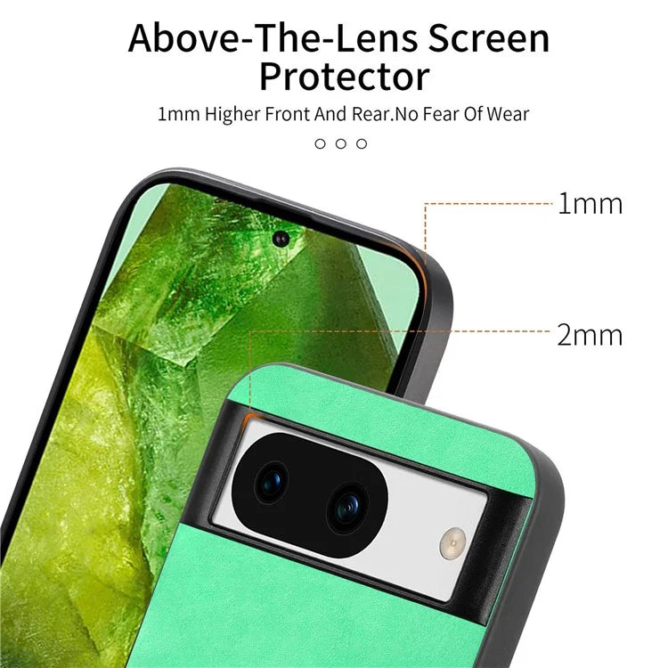 For Google Pixel 8a Leather Back Case Compatible with MagSafe Skin-Touch Phone Cover
