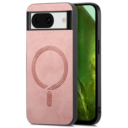 For Google Pixel 8a Leather Back Case Compatible with MagSafe Skin-Touch Phone Cover