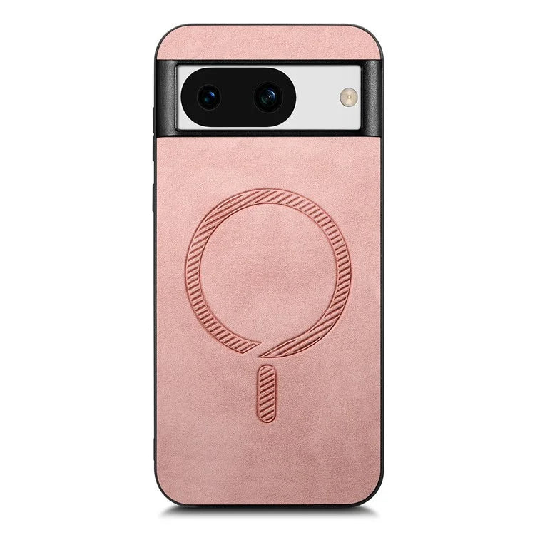 For Google Pixel 8a Leather Back Case Compatible with MagSafe Skin-Touch Phone Cover