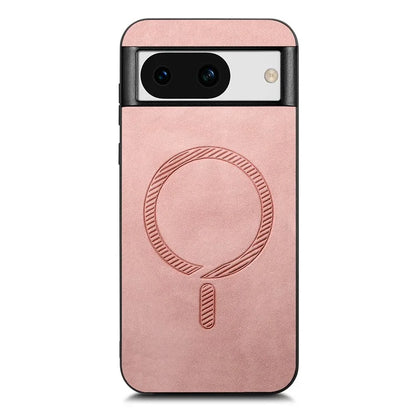 For Google Pixel 8a Leather Back Case Compatible with MagSafe Skin-Touch Phone Cover
