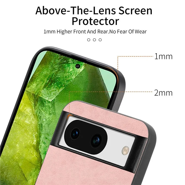 For Google Pixel 8a Leather Back Case Compatible with MagSafe Skin-Touch Phone Cover